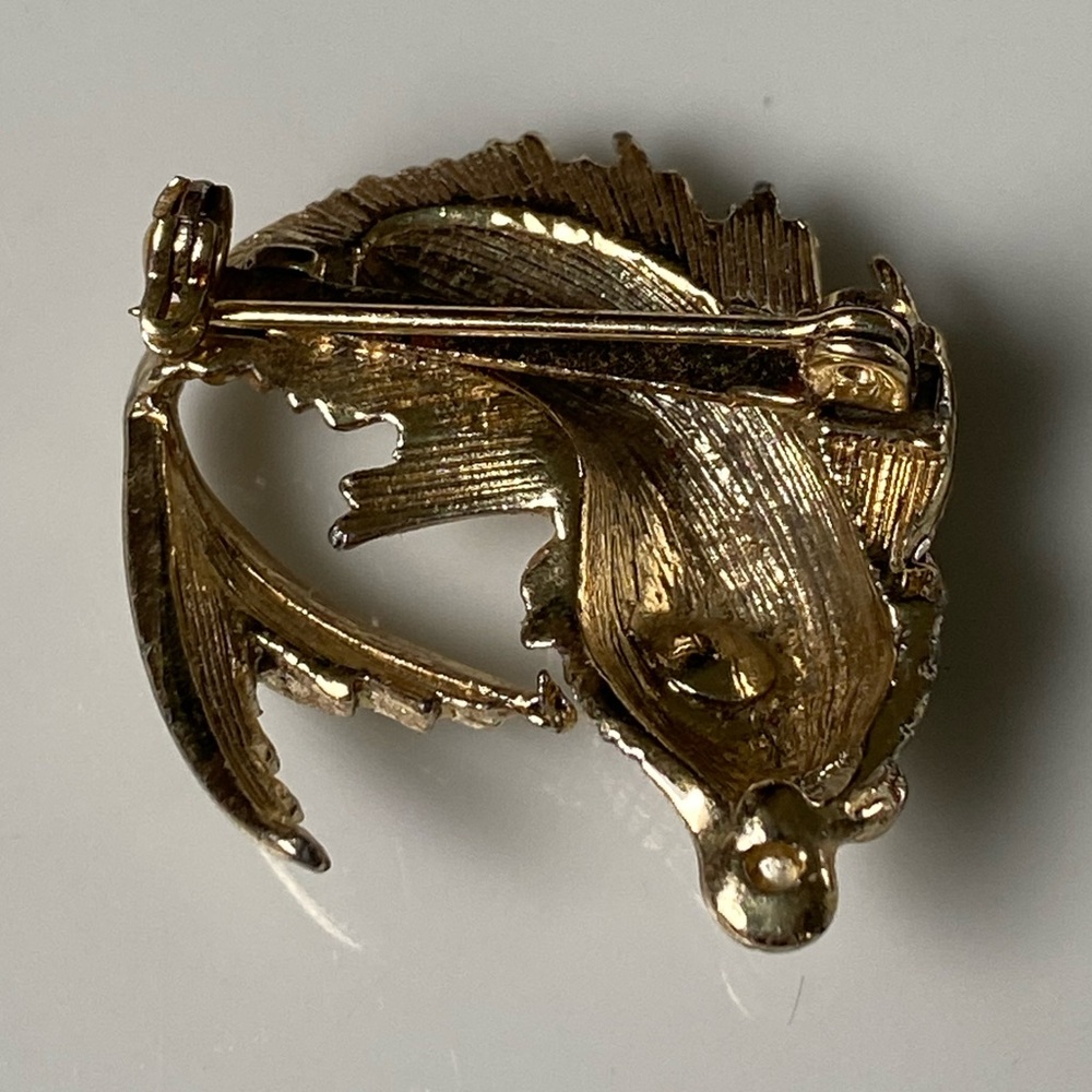 Vintage Koi Fish Crystal Rhinestone Enamel Women’s Gold Tone Pin Brooch - Picture 6 of 6